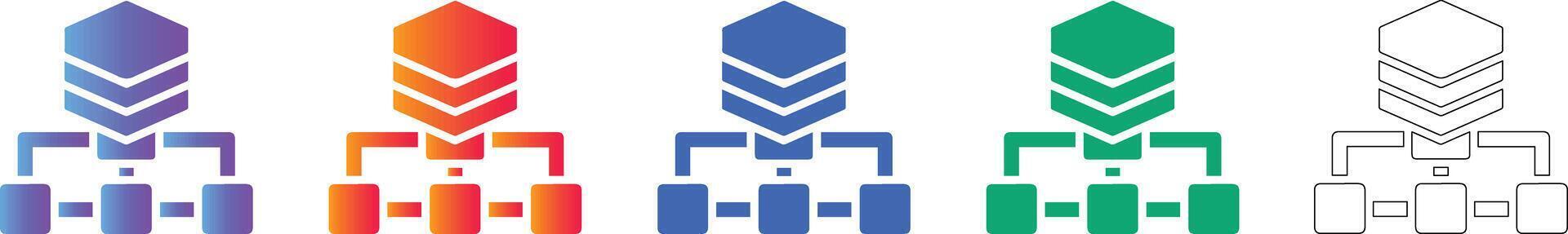 Database Server Network Data Structure Icon Set vector