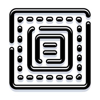 Digital computer processor chip black icon design vector