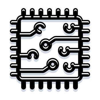 Computer chip circuit board processor technology icon vector