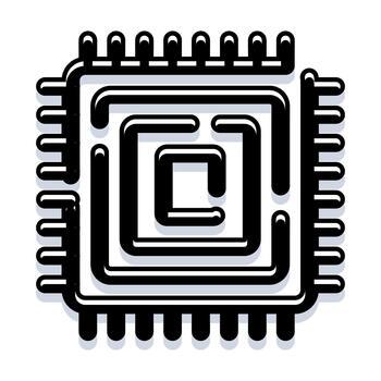 Processor circuit board computing technology microchip icon vector