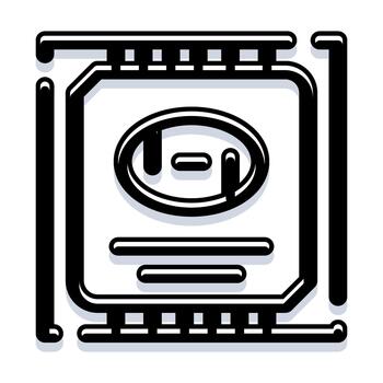Microprocessor chip component processing digital information icon vector