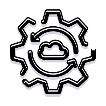Cloud computing data synchronization settings gear icon vector