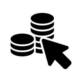 Glyph Solid Stack Coin with Pointer Click Financial Icon vector