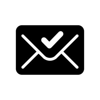 Solid Simple Envelope Checkmark Tick Message Notification Communication Icon vector