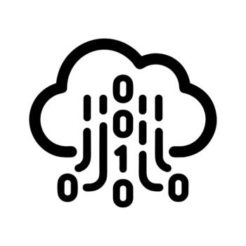 Monoline Flat Cloud Computing Binary Code Concept Outline Icon vector