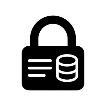Flat Solid Database Lock Security Access Icon Sign vector