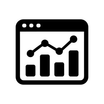 Solid Style Data Analysis Graph Dashboard Presentation Chart Icon vector