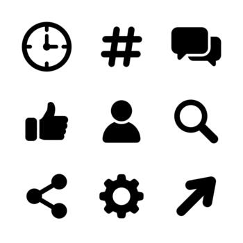 Solid Style Basic User Interface Sign Symbol Icon Set vector