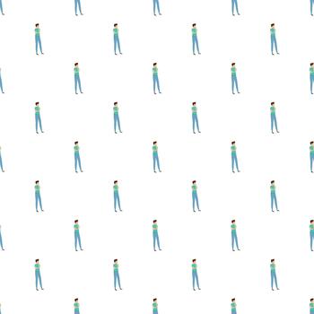 Man thinking about problem creating repeating pattern vector