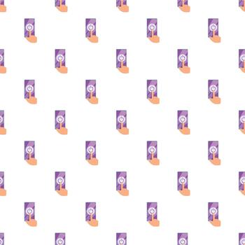 Hand using smartphone power button pattern vector