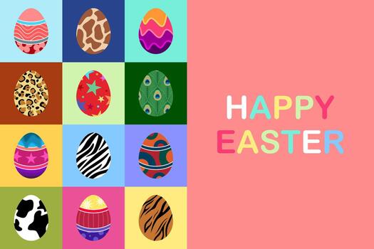 Happy Easter pattern card vector
