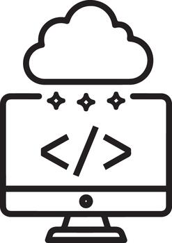 Online cloud computing and computer programming code line icon isolated. Concept for digital software development, smart web design and internet technology networking vector