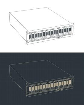 Rackmount storage disk array drawings vector