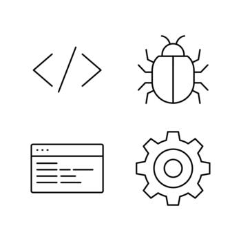 Software Development and Web Coding Line Icon Set vector