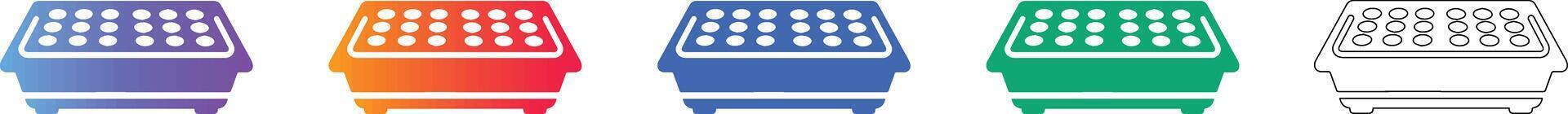 Rectangular Hatching Tray Icon Set vector