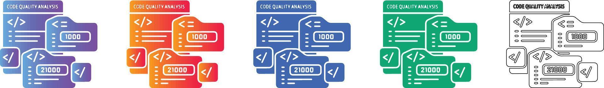 software código calidad análisis íconos vector