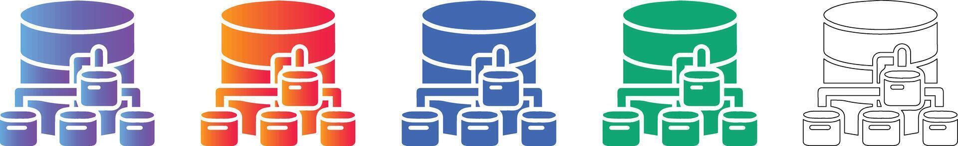 Complex Database Management System Icons with Data Flow vector