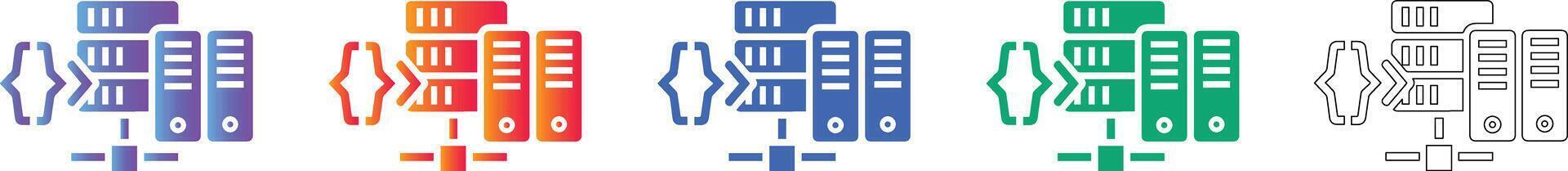 API Server Code Integration Icons Data Management Development vol 34565 vector