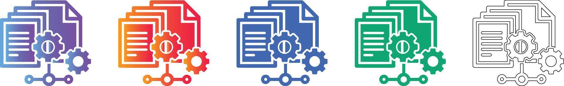 Document Processing Gear Icons vector