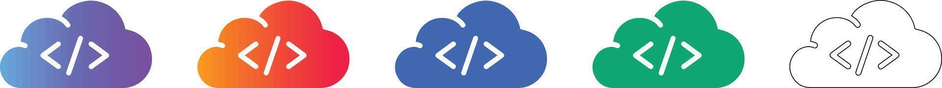 Cloud Computing Coding Icon Set vector
