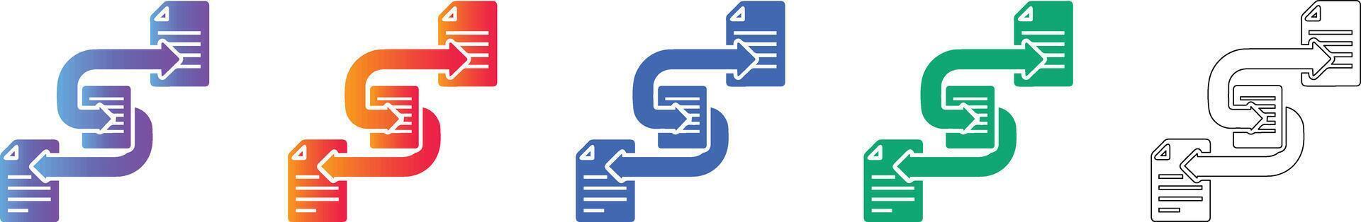 Document Data Transfer Process Flow Icons vector