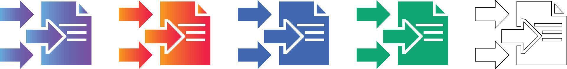 Document Import Data Flow Icons Set vector
