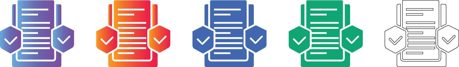 Document Security Verification Icon Set vector
