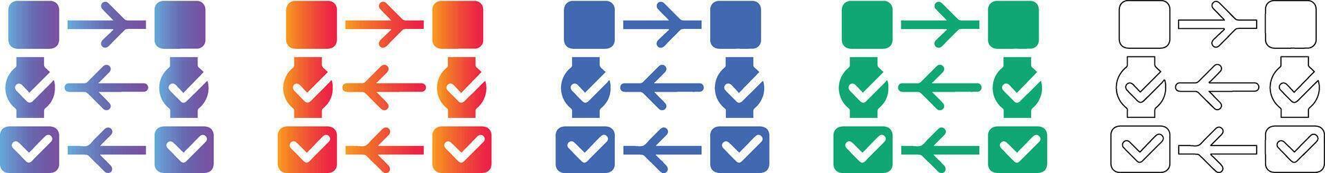 Data Processing and Task Flow Icons vector