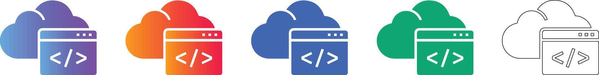 nube codificación y desarrollo íconos vector
