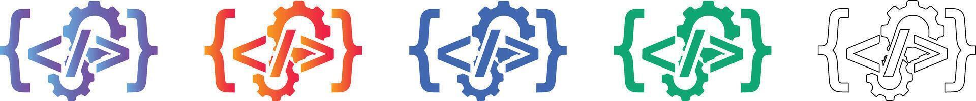 Code Development and Engineering Process Icons vector