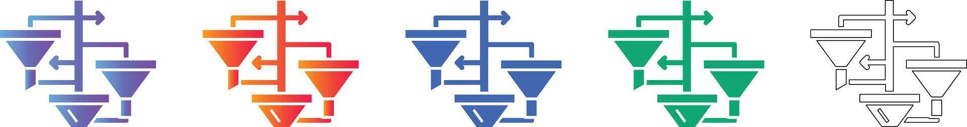 datos embudo proceso diagrama de flujo íconos vector