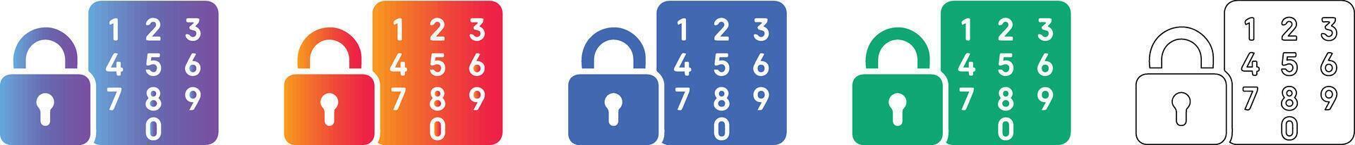 Digital Security Passcode Lock Icons vector