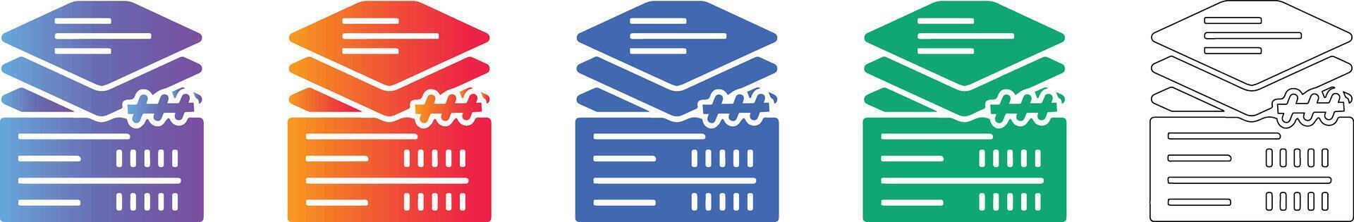 Document Data Processing Icon Set vector