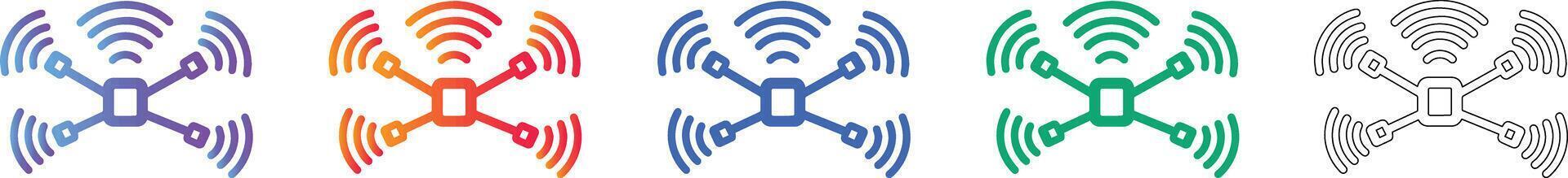 Wireless Data Connection Node Icon Set vector