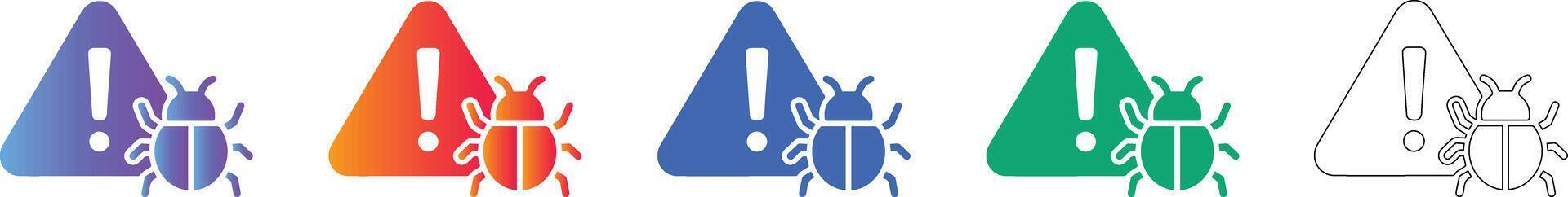 Tech Bug Error Warning Icons Set vector