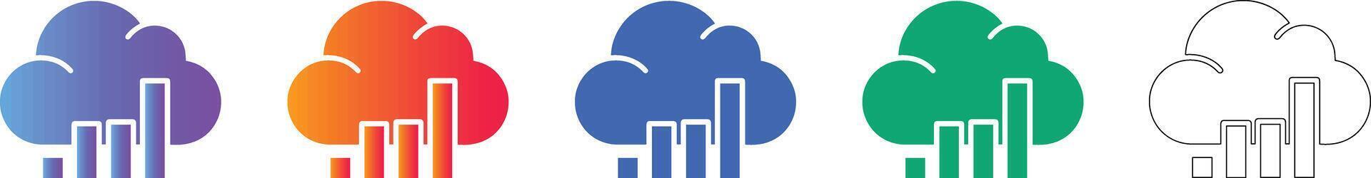 Cloud Computing Bar Chart Data Icons vector