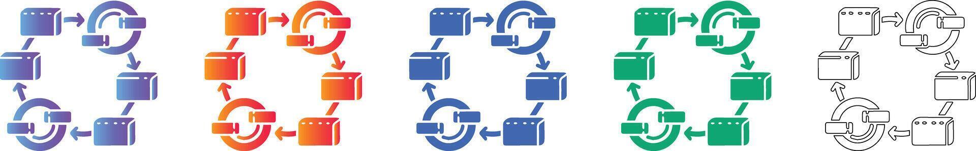Data Processing Cycle Flow Icons vector