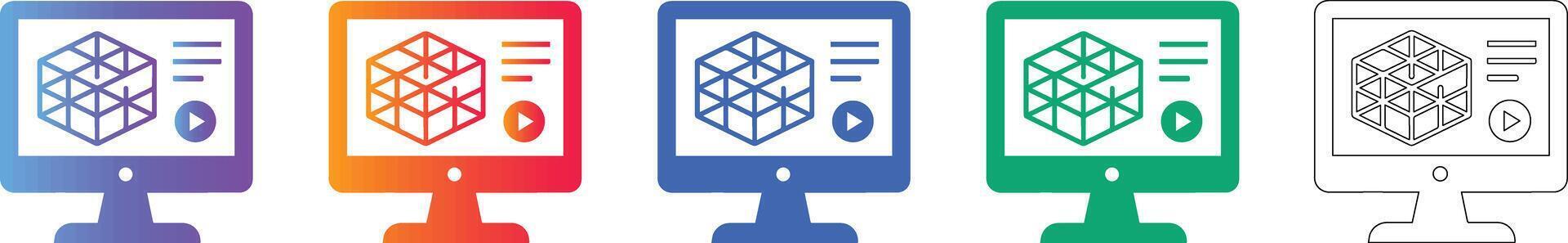 3D Modeling Software Interface Icon Set vector