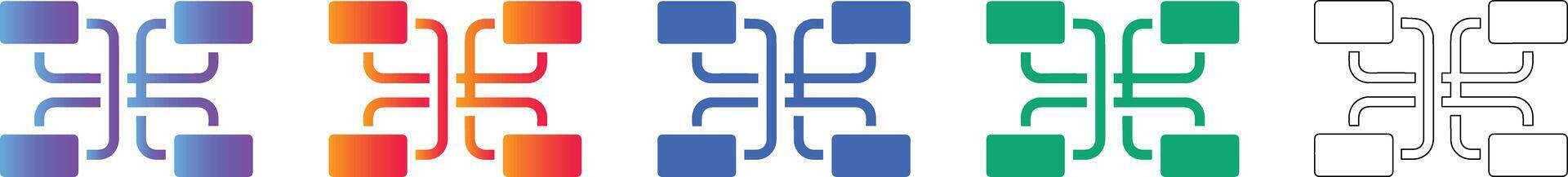 Complex Data Mapping Flow Icons vector