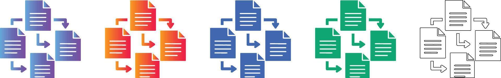 Sequential Document Workflow Icons vector