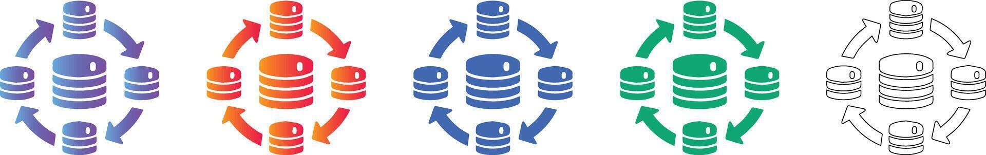 Data Server Synchronization Icon Set vector