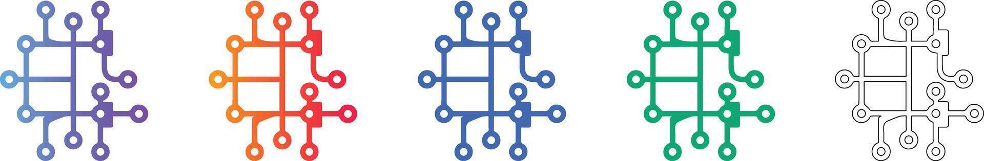 Digital Network Node Connection Icons vector