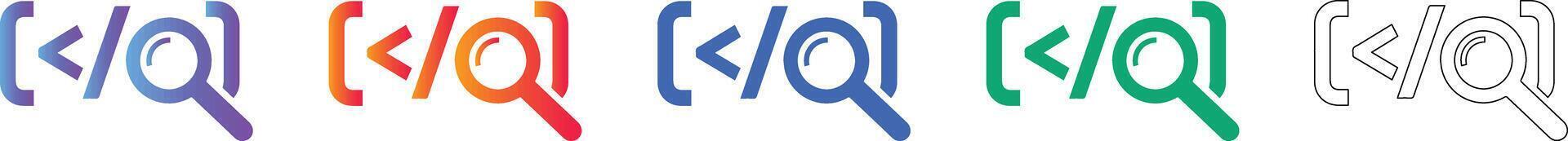 Code Search and Programming Icons vector