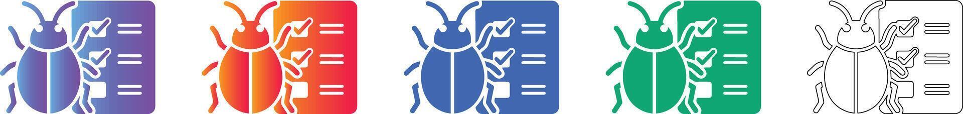 software error pruebas Lista de Verificación íconos vector