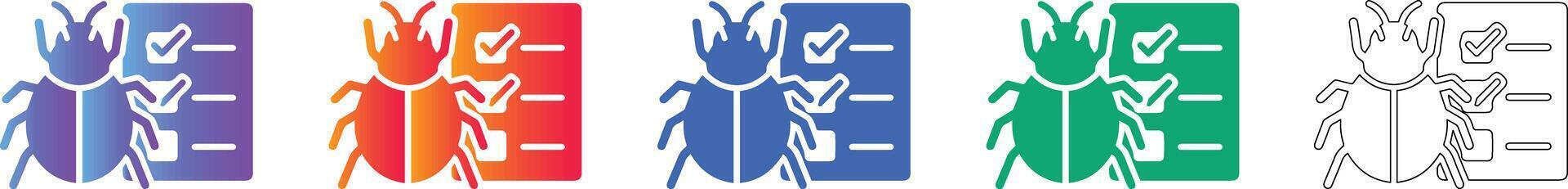 Bug Testing Checklist Icon Set vector