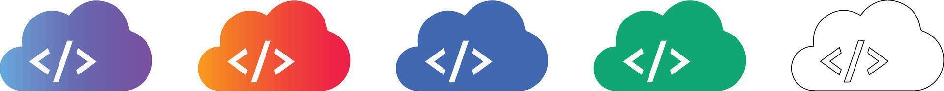 Cloud Computing and Coding Icon Set vector