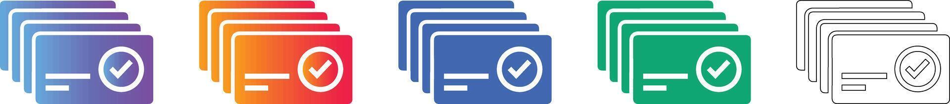 documento Procesando y validación íconos vector