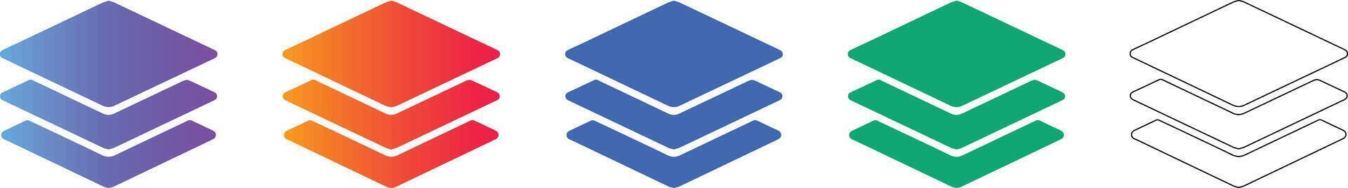 en capas cuadrado apilar icono conjunto vector