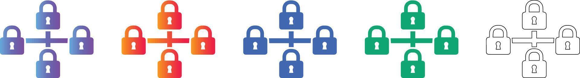 Network Security Node Lock Icons vector