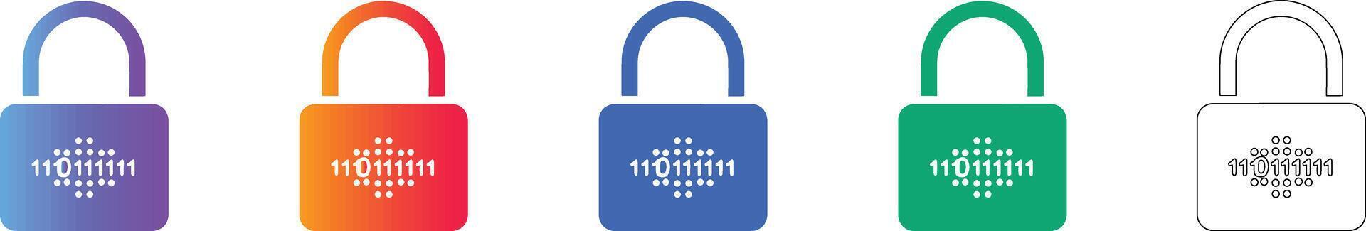 Binary Code Security Lock Icons vector